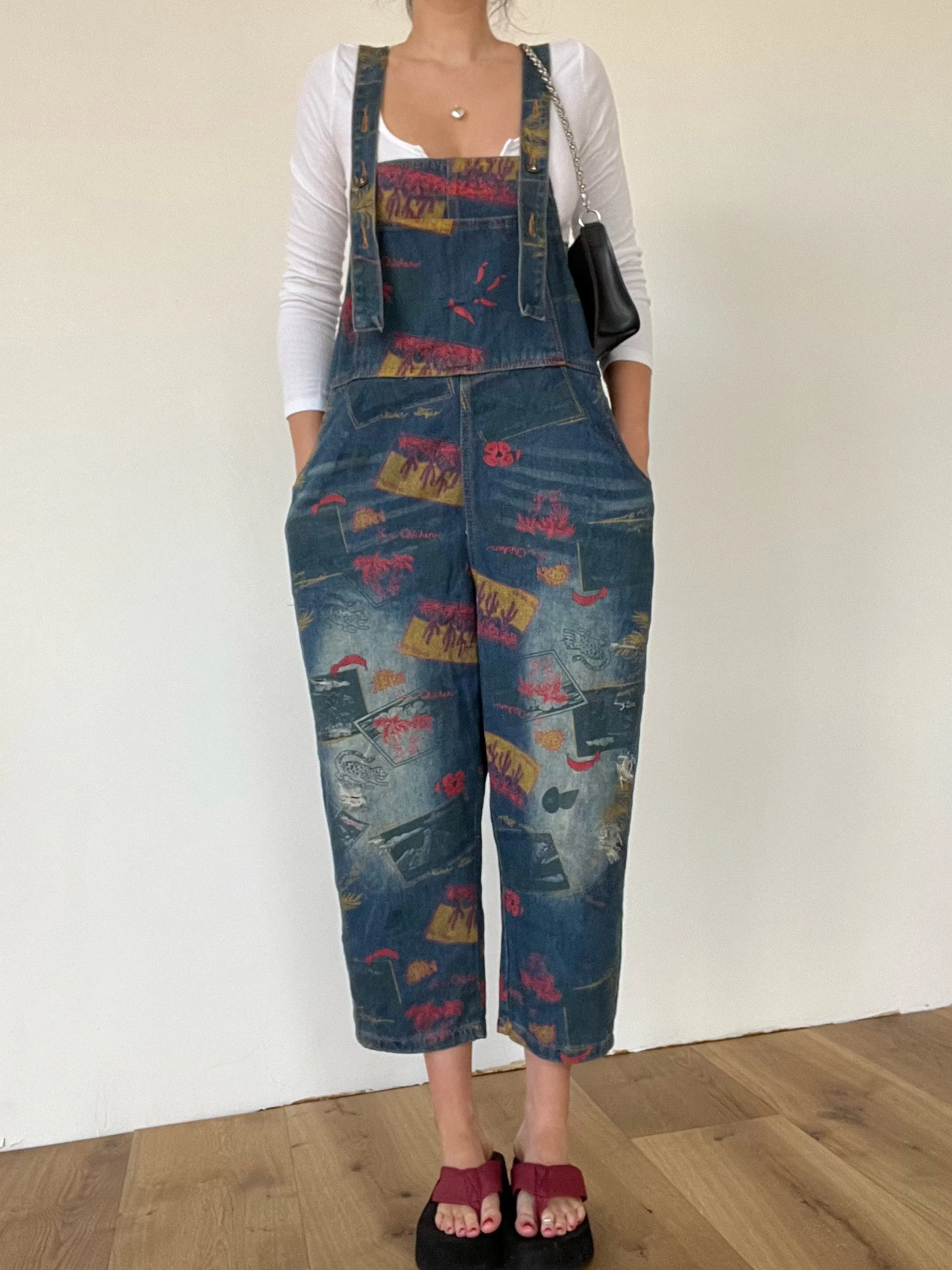 Southwest Print Baggy Overalls