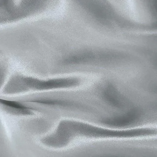 Stretch Imitation Silk Satin Charmeuse - Silver #102, Satin Fabric By The Yard