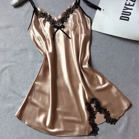 VenusFox Sexy Silk Satin Nightgown V-neck Lingerie