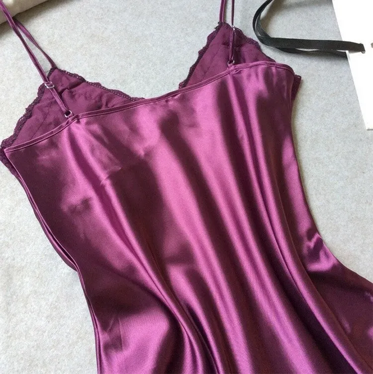 VenusFox Sexy Silk Satin Nightgown V-neck Lingerie