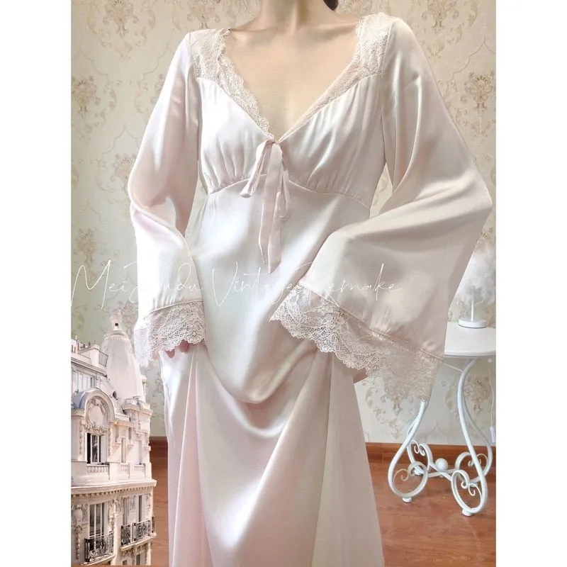 VenusFox Sexy Sleepwear Night Wear Summer 2021 Home Clothes for Women Ladies Nightgown Lace Long Nightdress Sleepshirt Satin Slip Dress