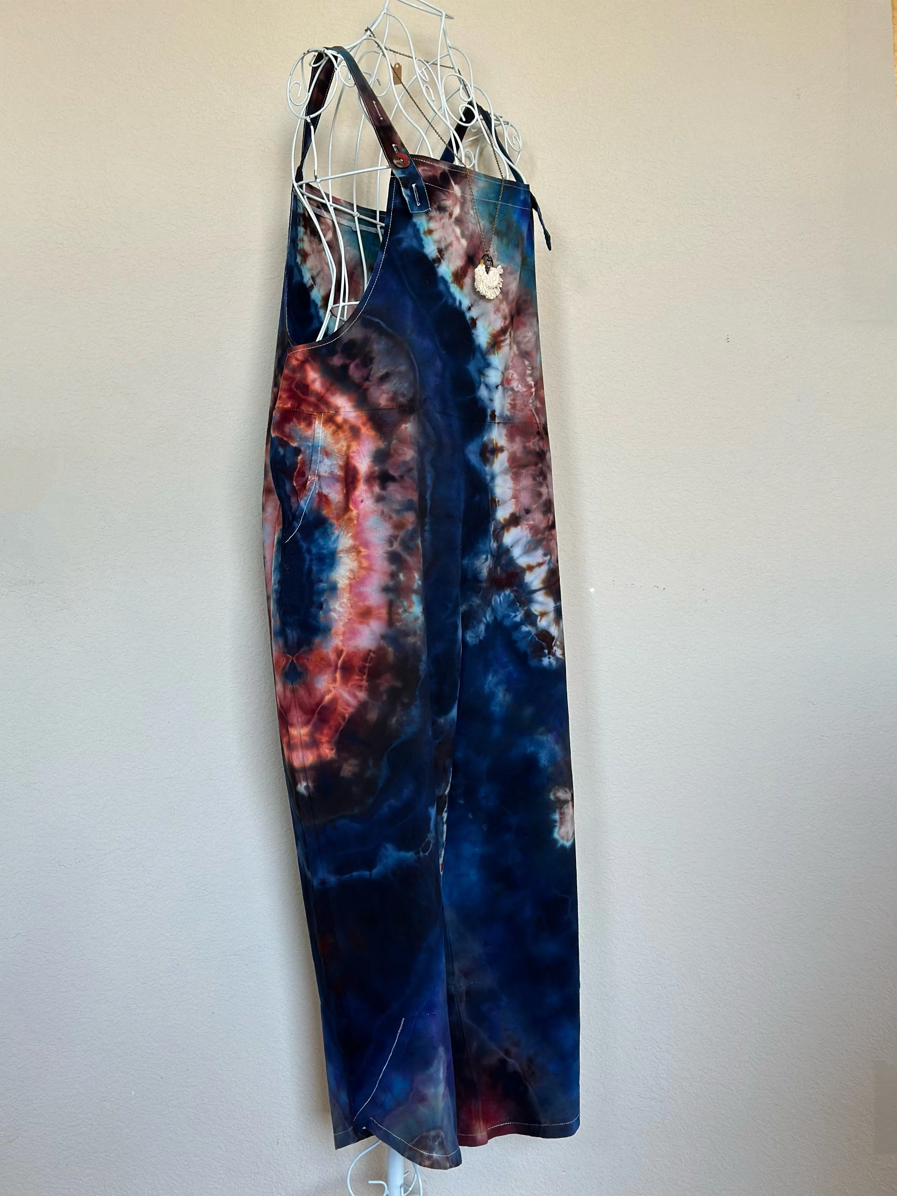 Women’s Large Geode Cotton Overalls Jumpsuit in ‘Deep Marine’